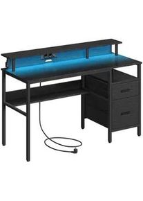 Mid.you Computertisch , Schwarz , Metall , 2 Schubladen , quadratisch , eckig , 55x89x135 cm , höhenverstellbar , Büromöbel, Schreibtische, Höhenverstellbare Schreibtische