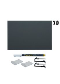 Securit Etiquetas de Lousa A5, inclui marcador de giz, 4 suportes pontiagudos e 2 suportes transparentes – conjunto de 10