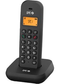 SPC Keops - Teléfono fijo inalámbrico negro con pantalla iluminada e identificador llamadas
