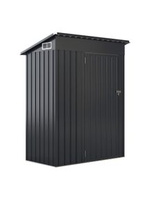 Costway Casetta da giardino in metallo, 150 x 90,5 x 185 cm, 1,5 m&sup3;, ripostiglio per attrezzi con tetto a falda unica e porta, chiudibile a chiave