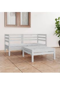 Juego de muebles de jardín 3 pzas madera maciza de pino blanco