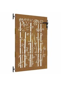 vidaXL Puerta de jardín acero corten diseño bambú 85x150 cm
