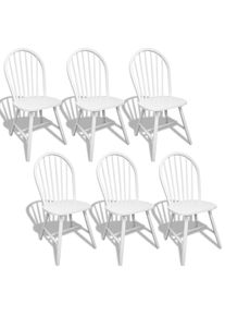 vidaXL Sillas de comedor 6 unidades madera maciza de caucho blanca
