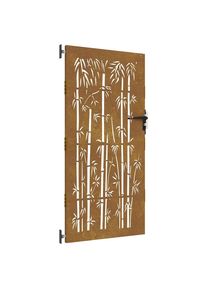 vidaXL Puerta de jardín acero corten diseño bambú 85x175 cm