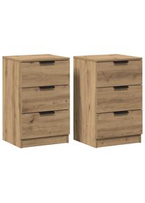 vidaXL Mesitas noche 2 uds madera ingeniería roble artisan 40x36x65 cm