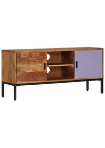 vidaXL Mueble TV madera maciza acacia marrón miel y gris 110x30x50 cm