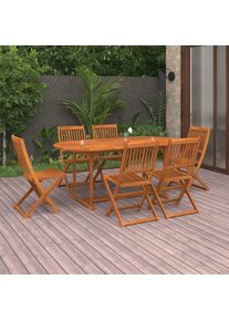 Comedor de jardín plegable 7 piezas de madera maciza de acacia 381