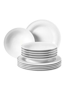 Seltmann Weiden Tafelservice, Wei&szlig;, Keramik, 12-teilig, Uni, Geschirr, Geschirrsets, Tafelservice