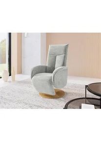 Sit & More Sit & More Relaxsessel , Hellgrau , Textil , Eiche , furniert, Sperrholz , 75x112x82 cm , Goldenes M, Oeko-Tex® Standard 100, Made in Europe, DGM-Klimapakt , Relaxfunktion, Liegefunktion, Sitzfläche 360° drehbar, gepolsterte Armlehnen , Wohnzimmer, Sessel, Relaxsessel