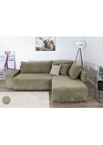 Collection AB , Ecksofa »Poppy, L-Form, Breite 227 cm mit Schlaffunktion« , olive