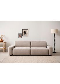 Home Affaire , 3-Sitzer &raquo;TORGE (257cm), Sofa, Schlafsofa in Cord, Samtvelours, Struktur fein&laquo; rundes Design, Schlaffunktion u. Bettkasten,...