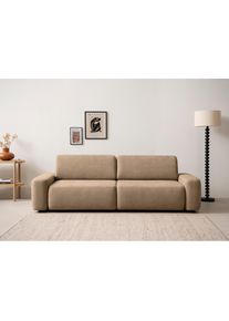 Home Affaire , 3-Sitzer &raquo;TORGE (257cm), Sofa, Schlafsofa in Cord, Samtvelours, Struktur fein&laquo; rundes Design, Schlaffunktion u. Bettkasten,...