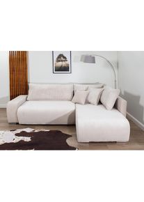 Collection AB , Ecksofa »Poppy, L-Form, Breite 227 cm mit Schlaffunktion« , hellgrau/beige