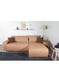 Collection AB , Ecksofa »Pia, L-Form, Breite 237 cm, mit Schlaffunktion« , hellbraun