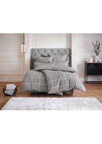 OTTO home , Wendebettwäsche »Nature in Gr. 135x200 oder 155x220 cm« 2 Stk. tlg. Bettwäsche in unregelmäßigem Karo-Muster , mittelgrau ,...