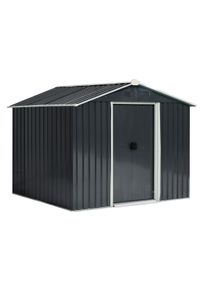 Outsunny Abrigo de Jardim de 4,1 m² 236x174x190 cm para Armazenamento de Ferramentas com Portas de Correr e 4 Janelas de Ventilação Cinza
