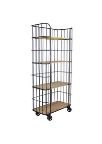 Bob Gardens Scaffale Industrial con ruote in Legno cm 77x40x168 - BRAXTON Nero