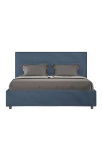 Letto con rete imbottito 160x190 microfibra blu Mika