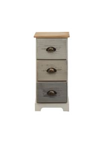 Rebecca Mobili Comodini 3 Cassetti legno Chiaro Bianco Beige Grigio 62x29x25