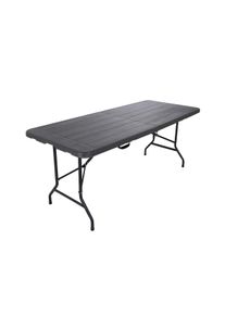 Tavolo da Esterno Rebecca Mobili Betel 74x180x75 Plastica Acciaio Grigio Scuro Nero Moderno Montato