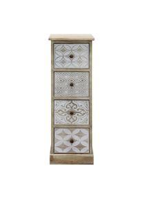 Rebecca Mobili Cassettiera Stretta Legno Bianco Beige Shabby 80,5x29x25