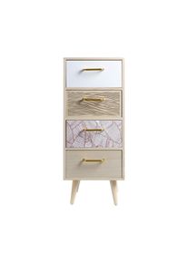 Rebecca Mobili Cassettiera Slim in Legno con 4 Cassetti Stile Boho