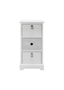Rebecca Mobili Comodino con 3 Cassetti in Legno Bianco Camera da Letto 59,5x30x25 cm
