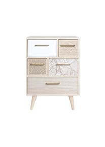 Rebecca Mobili Mobiletto Cassettiera Multiuso in Legno Chiaro con 5 Cassetti