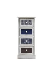 Rebecca Mobili Cassettiera Comodino Bianco Stampe Legno 4 Cassetti 76x30x25