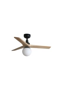 FARO KLIM S Ventilatore nero/legno quercia DC E27