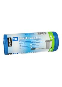 Papstar 10 bolsas de basura, LDPE 60 l 85 cm x 60 cm azul