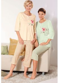 Ascafa Damer Pyjamas aprikos + lind Gr&ouml;&szlig;e 44/46