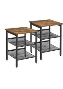 Boxxx Beistelltischset , Braun, Schwarz , Metall, Holzwerkstoff , 2-teilig , Vintage , quadratisch , eckig , 40x50x40 cm , einfacher Aufbau , Wohnzimmer, Wohnzimmertische, Beistelltische