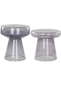 Beliani Beistelltisch 2er-Set Rauchglas grau rund Laguna/Caldera , Glas , Rund , 37x43x37 cm , Wohnzimmer, Wohnzimmertische, Beistelltische