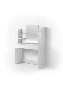 VICCO Schminktisch Charlotte Weiß 108 cm mit Spiegel , Holzwerkstoff , 7 Fächer , 2 Schubladen , Rechteckig,Rechteckig , 108x139x40 cm , Schlafzimmer, Schminktische