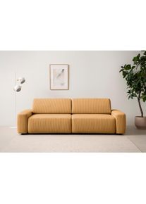 Home Affaire , 3-Sitzer &raquo;TORGE (257cm), Sofa, Schlafsofa in Cord, Samtvelours, Struktur fein&laquo; rundes Design, Schlaffunktion u. Bettkasten,...