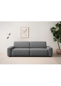 Home Affaire , 3-Sitzer &raquo;TORGE (257cm), Sofa, Schlafsofa in Cord, Samtvelours, Struktur fein&laquo; rundes Design, Schlaffunktion u. Bettkasten,...
