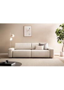 Home Affaire , 3-Sitzer &raquo;TORGE (257cm), Sofa, Schlafsofa in Cord, Samtvelours, Struktur fein&laquo; rundes Design, Schlaffunktion u. Bettkasten,...