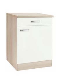 Optifit , Unterschrank »Faro«, mit Metallgriffen, Breite 60 cm , weiß matt , akaziefarben