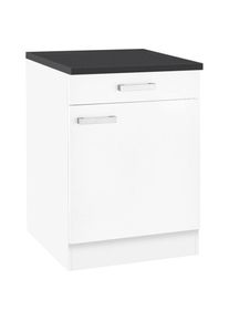 Optifit, Unterschrank &raquo;Odense&laquo; 60 cm breit, mit T&uuml;r und Schubkasten, mit 28 mm starker Arbeitsplatte, wei&szlig;/wei&szlig;, wei&szlig; -B/H/T: 60 cm x 85 cm x 60 cm, 