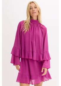 Chiffon jurk met volants - paars - maat 54 - bonprix
