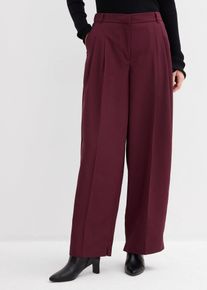 Broek met plooien comfortabele tailleband en split - bruin - maat 42 - bonprix