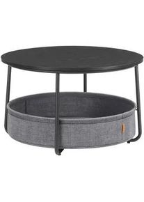 Mid.you Couchtisch , Grau, Schwarz , Metall, Textil, Holzwerkstoff , Holzoptik , rund , Rundrohr , 75x45x75 cm , Stauraum , Wohnzimmer, Wohnzimmertische, Couchtische, Couchtische rund