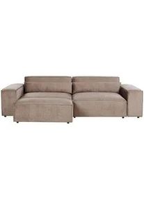 Beliani 2-Sitzer-Sofa hellbraun mit Ottomane Hellnar , Braun , Textil , 262x70x126 cm , Wohnzimmer, Sofas & Couches, Sofas, 2-Sitzer Sofas