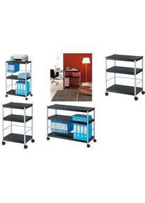 PAPERFLOW, Aktenschrank, Multifunktionswagen M, 3 B&ouml;den, schwarz / silber aus epoxidbeschichtetem Metall, Fachb&ouml;de