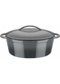 GSW Gusseisen Bräter oval 33 x 25 cm - 7,0 Liter GREY SHADOW, Pfanne + Kochtopf, Grau
