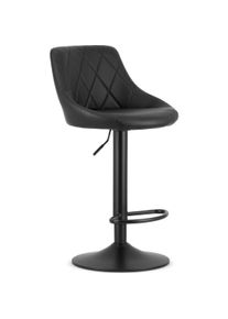 Leobert, Barhocker, Drehbarer Barhocker mit Höhenverstellung, Fussstütze, Schwarzes Kunstleder