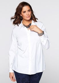 Long-Stretch-Bluse, wei&szlig;, Gr&ouml;&szlig;e 36, mit Baumwolle, bonprix