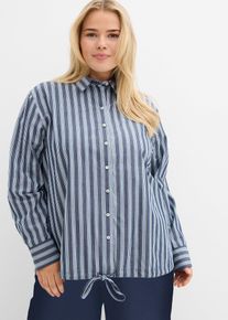 Oversize-Bluse aus reiner Baumwolle, blau, Gr&ouml;&szlig;e 46, 100% Baumwolle, bonprix