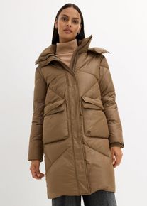 Daunenmantel mit recycelten Daunen wasserabweisend, braun, Größe 46, Daunen, bonprix